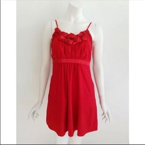 Burlapp Red Rosette Spaghetti Strap Dress